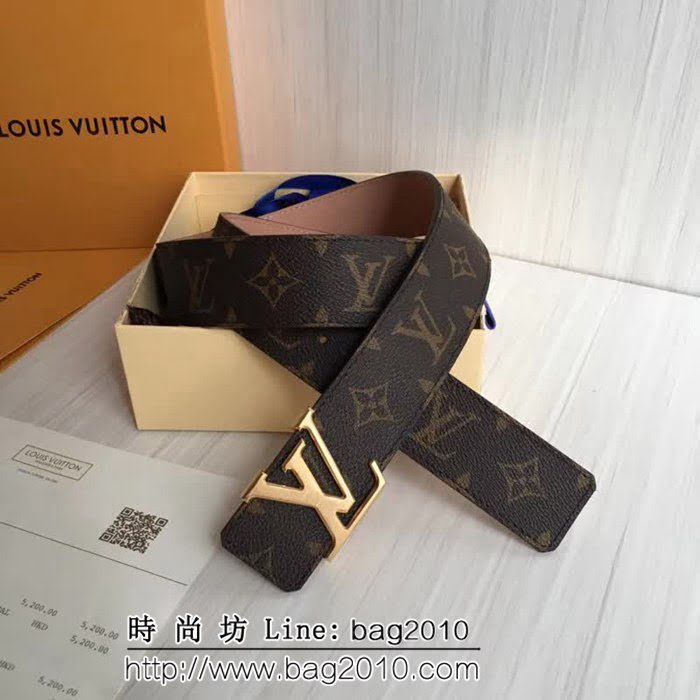 路易威登LV Louis Vuitton進口原版帆布老花面料 男士皮帶M9608 專櫃經典款 LHG1213